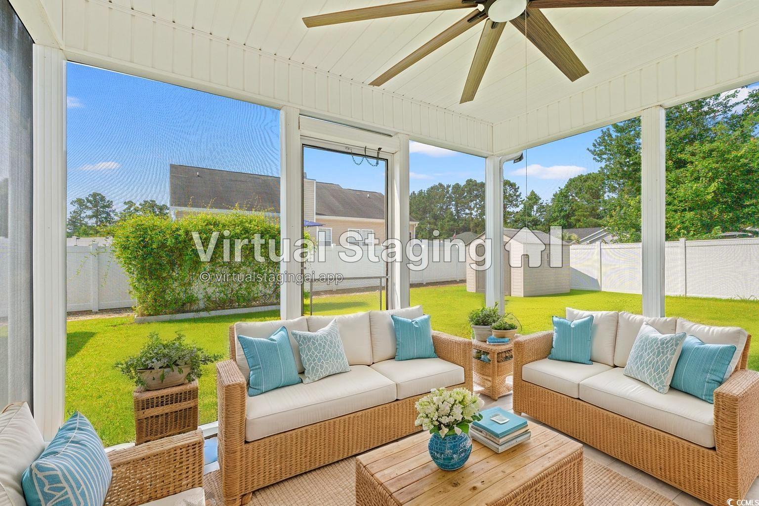 708 Alexis Drive Longs, SC 29568 - Photo 4 of 32 Sunroom / solarium with an outdoor hangout area and a ceiling fan