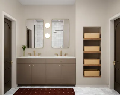 a bathroom with a sink a toilet and mirror