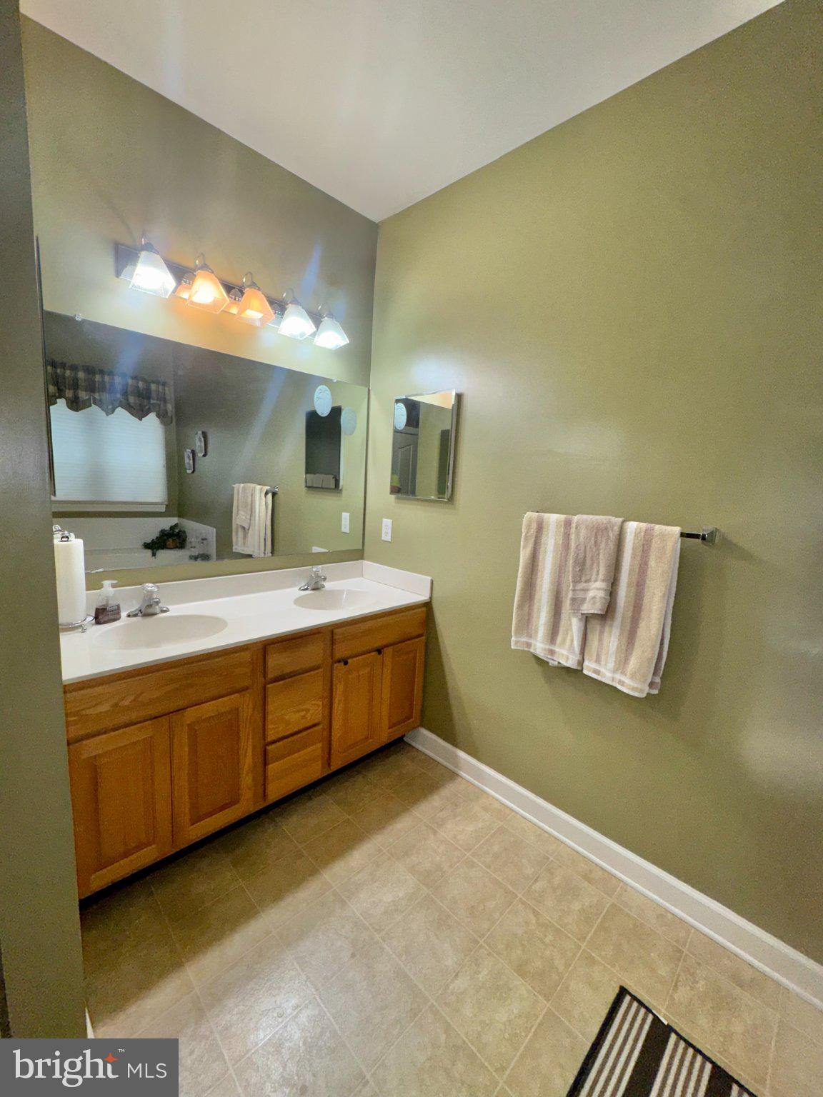 231 Foxglove Loop Bear, DE 19701 - Photo 13 of 30 a spacious bathroom with a granite countertop sink and a mirror