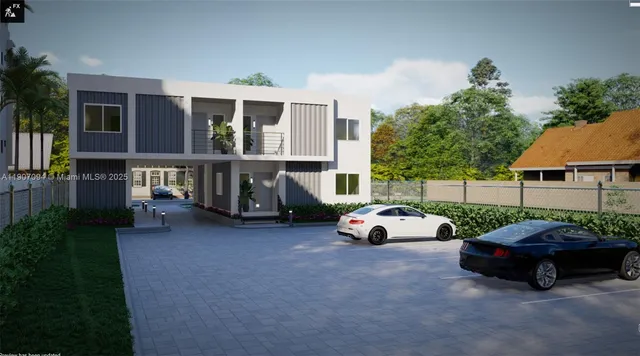 a car parked in front of a house