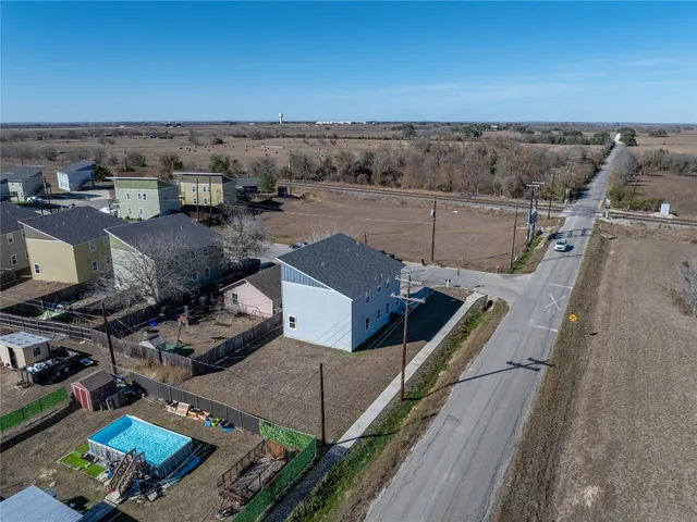 an aerial view of a house
