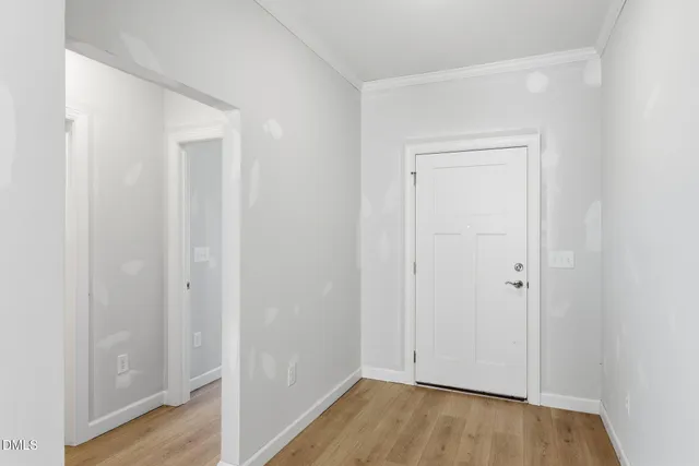 a view of small space with wooden floor