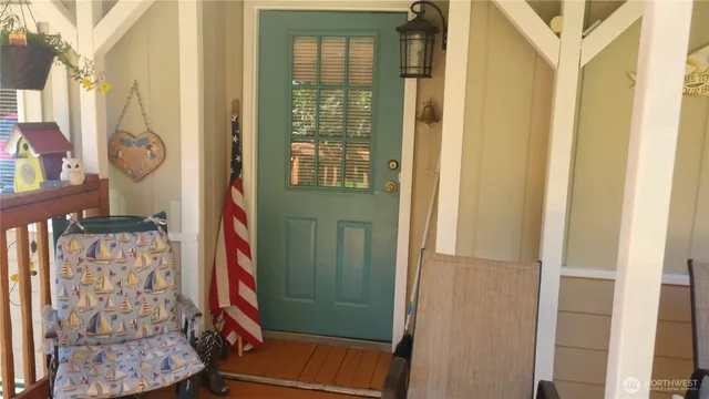 a door with a glass door