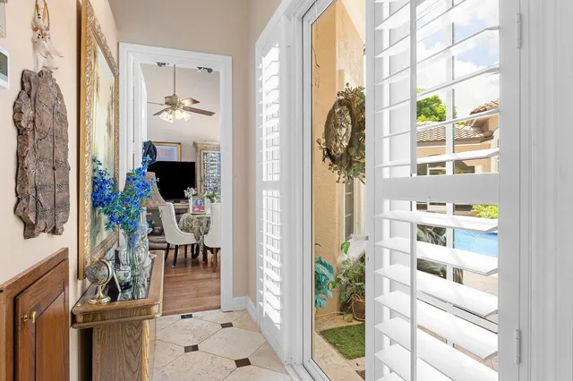 a view of a living room and bathroom