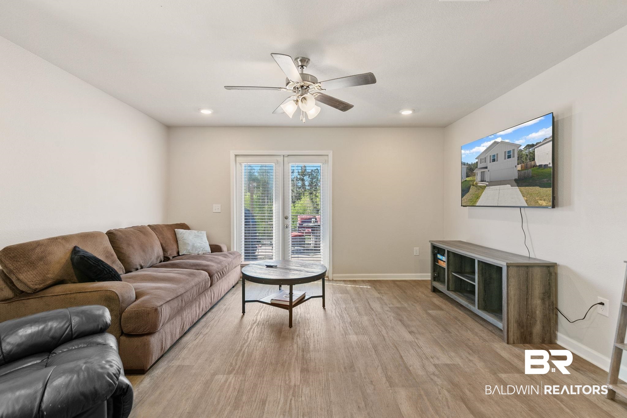 32234 Calder Court Daphne, AL 36527 - Photo 5 of 32 Living room with ceiling fan, light wood-style floors, and recessed lighting