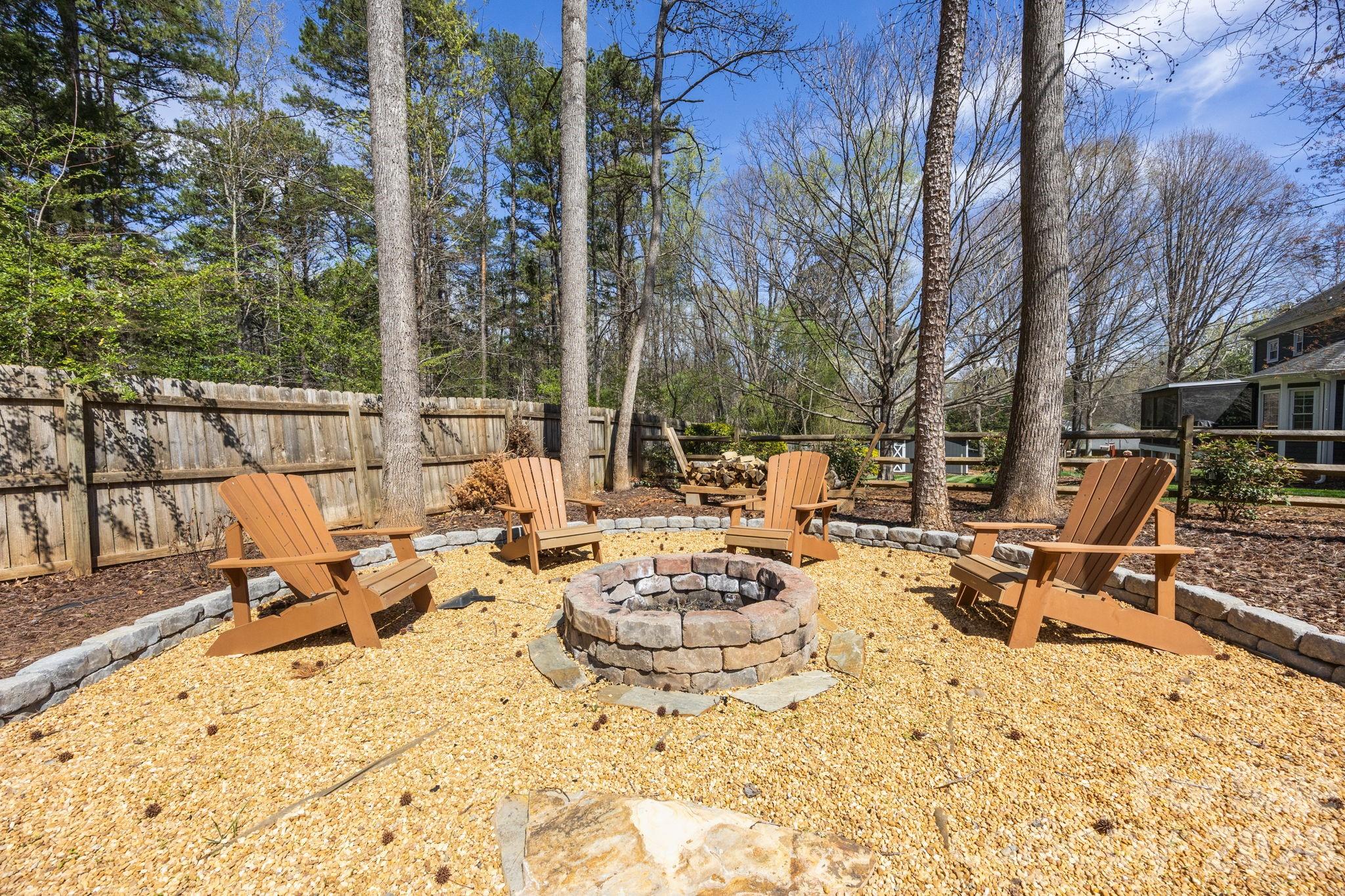 5243 Mintridge Road Mint Hill, NC 28227 - Photo 37 of 43 a view of the patio with dining table and chairs with wooden floor and fence