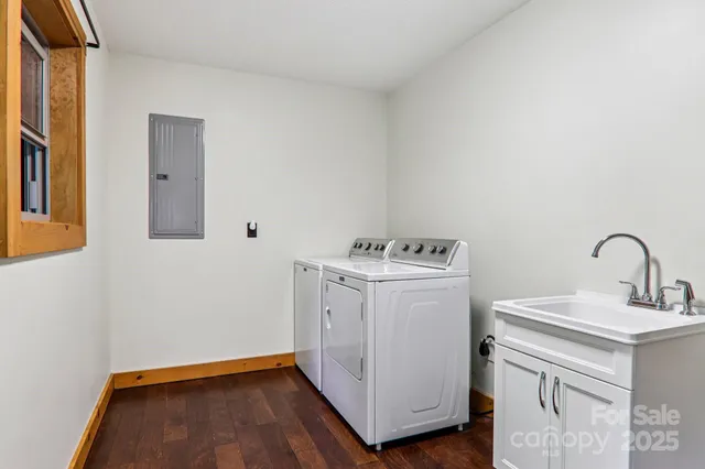 a utility room with dryer and washer