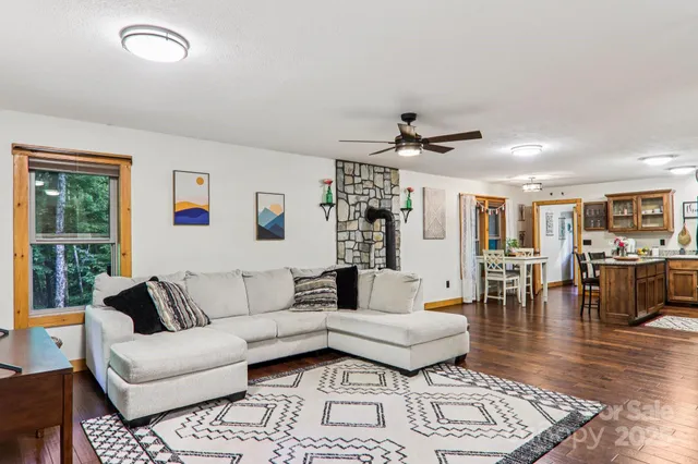 a living room with furniture