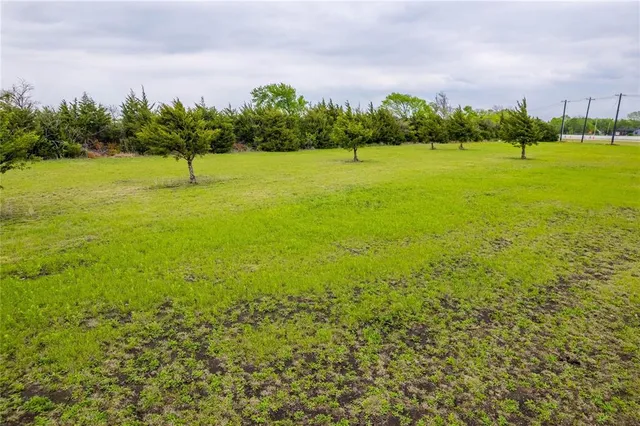 a view of a green field with clear sky
