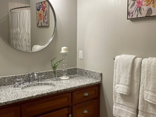31 Percy Road Lexington, MA 02421 - Photo 21 of 25 a bathroom with a granite countertop bathtub and a sink