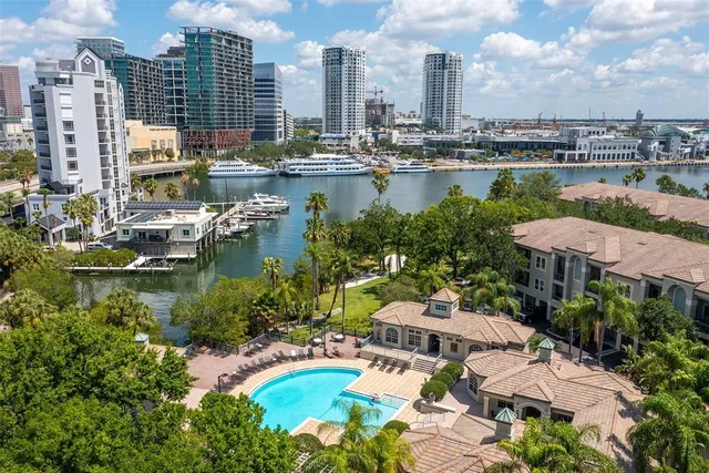 a view of a city with tall buildings