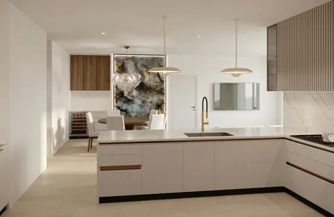 a kitchen with stainless steel appliances granite countertop a sink and a refrigerator