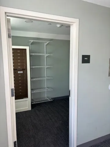 a view of walk in closet with empty racks