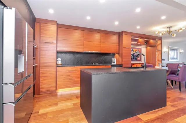 a living room with large window