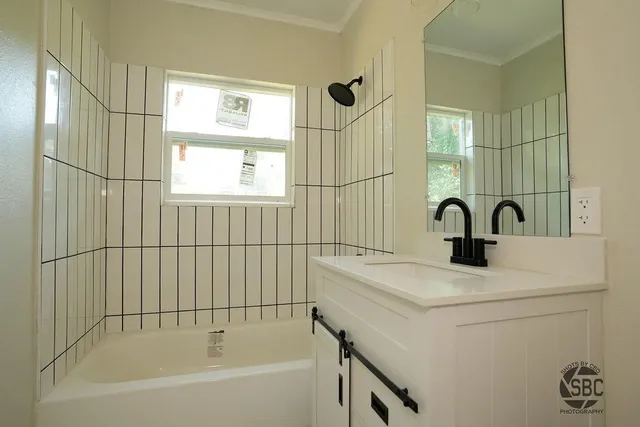 a close view of a sink and tap