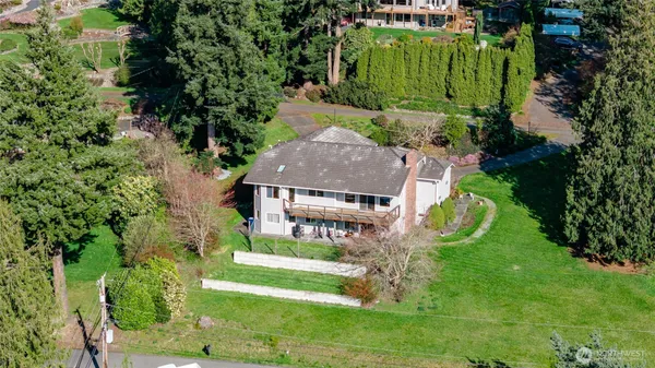 an aerial view of a house