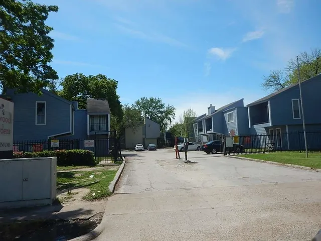 a row of palm trees in front of house