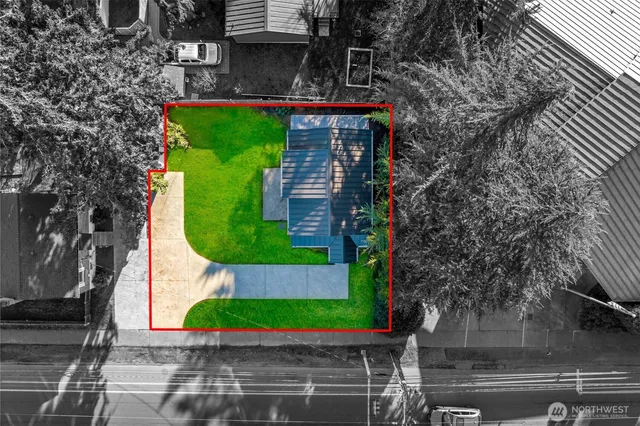 an aerial view of a house