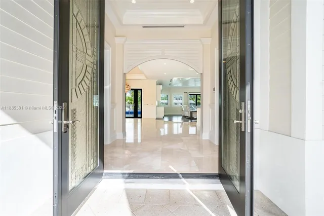 a view of a bathroom with a glass door