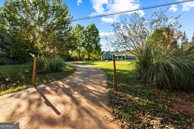 a view of a porch with a backyard