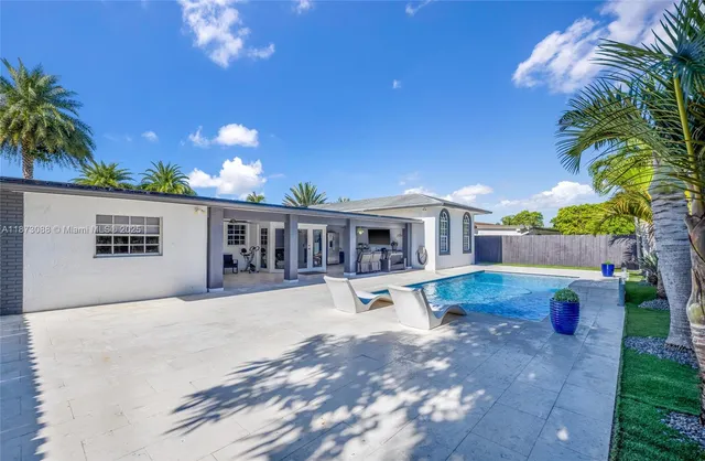 a view of a house with a patio