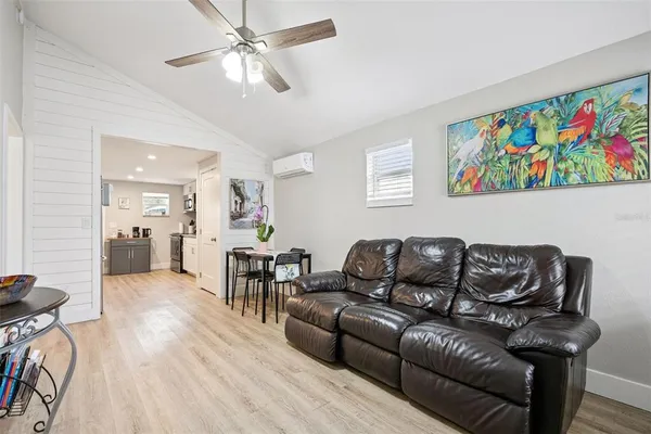 a living room with furniture