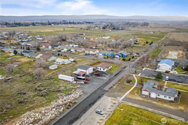 an aerial view of a house