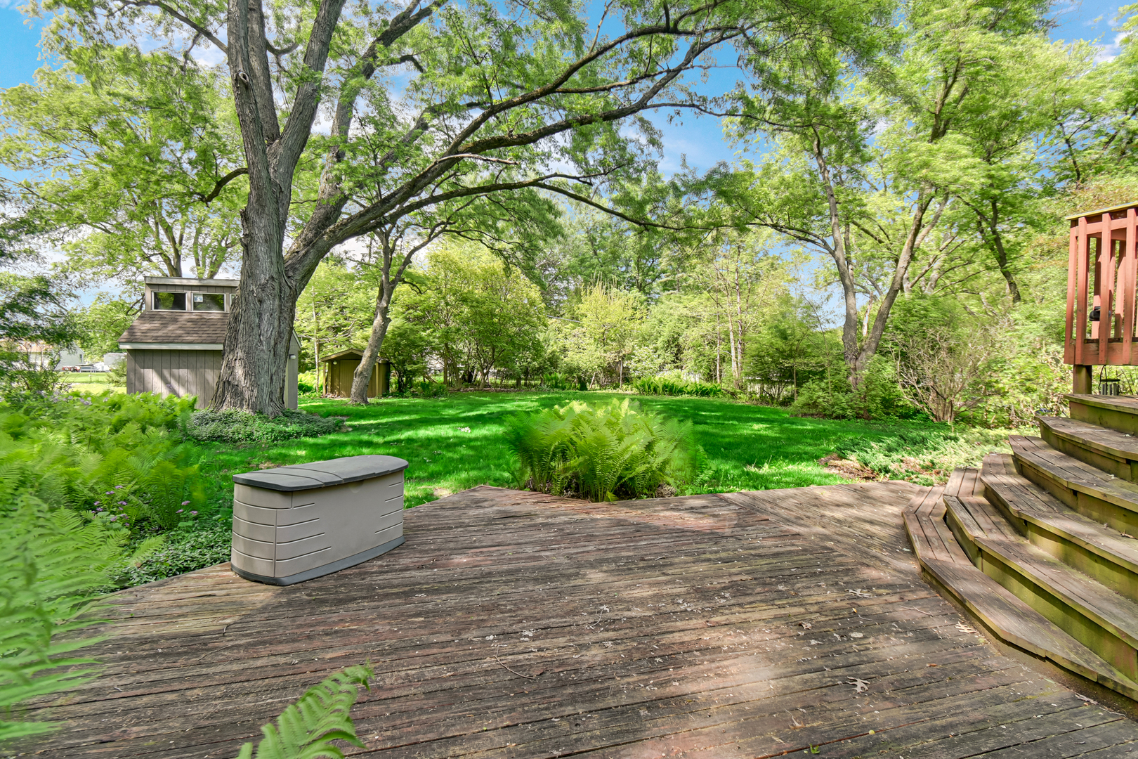 4112 Sunset Road Matteson, IL 60443 - Photo 24 of 28 a view of a garden with potted plants and large trees