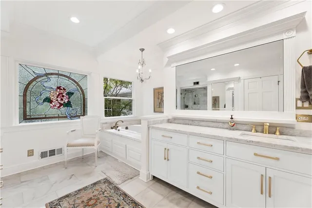 a view of a swimming pool with a sitting space