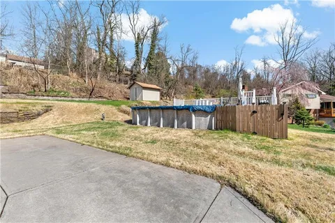 a view of a yard with trees