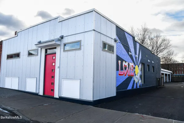 a view of a street with big building