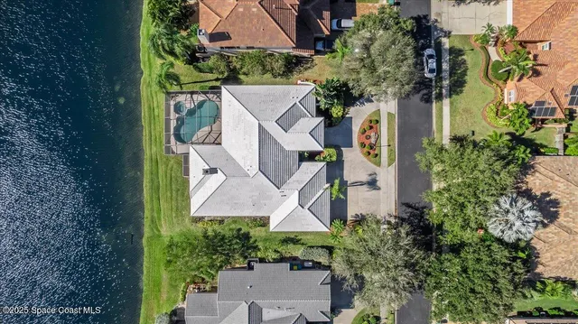 an aerial view of a house