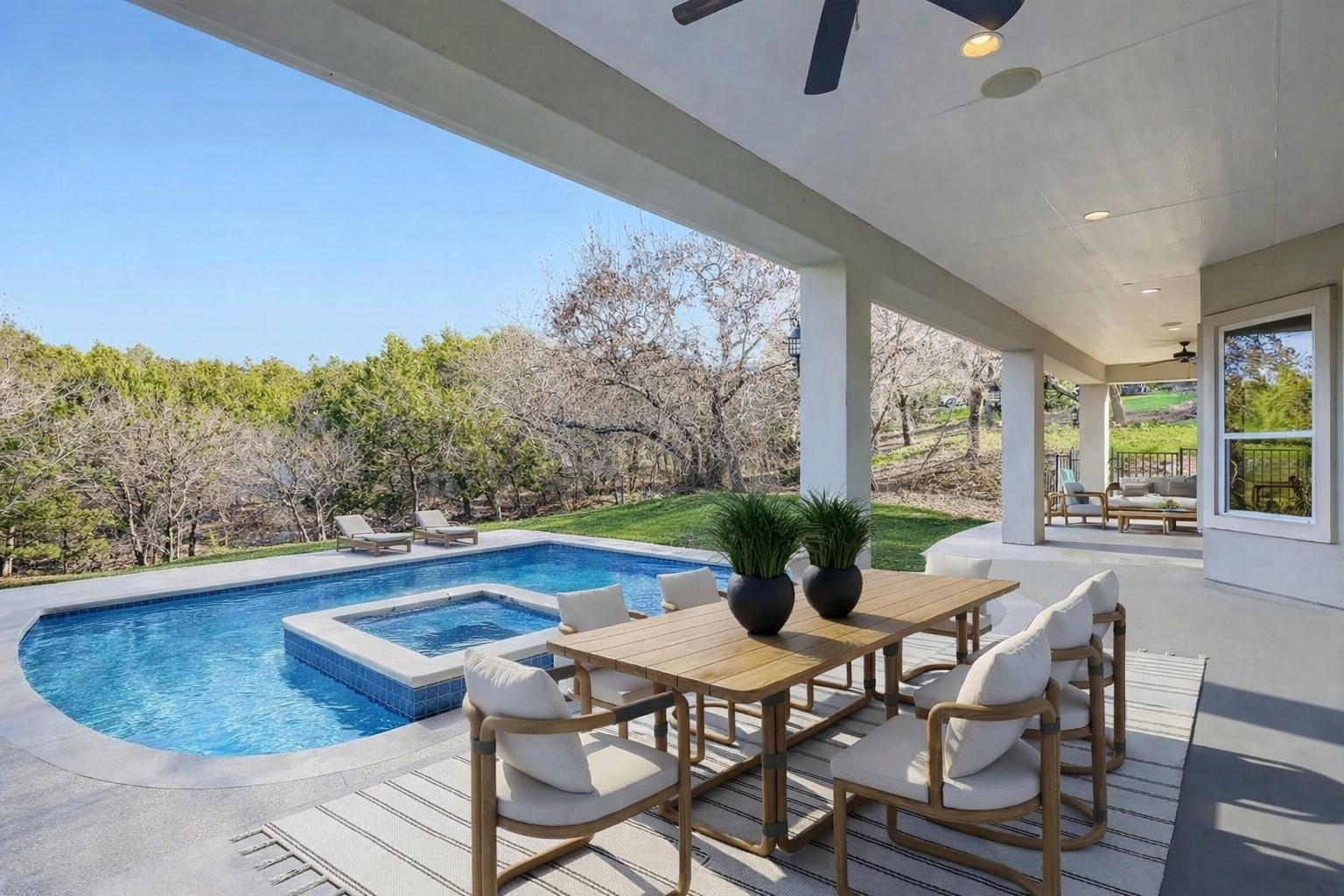 1415 Roaring Fork Leander, TX 78641 - Photo 32 of 39 Planned Integrated pool / spa VIRTUALLY ADDED featuring a patio area and an outdoor living / dining area