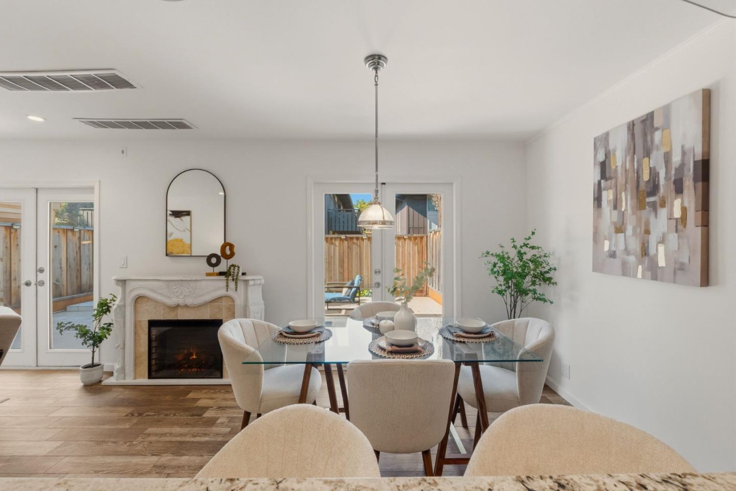 104 East Middlefield Road, Unit B Mountain View, CA 94043 - Photo 26 of 48 a view of a livingroom with furniture and a fireplace