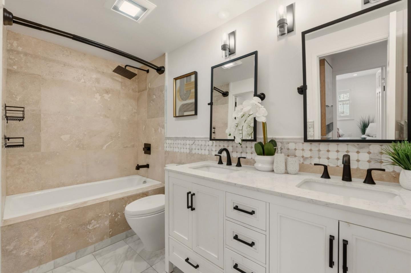 104 East Middlefield Road, Unit B Mountain View, CA 94043 - Photo 34 of 48 a bathroom with a double vanity sink mirror double and bathtub