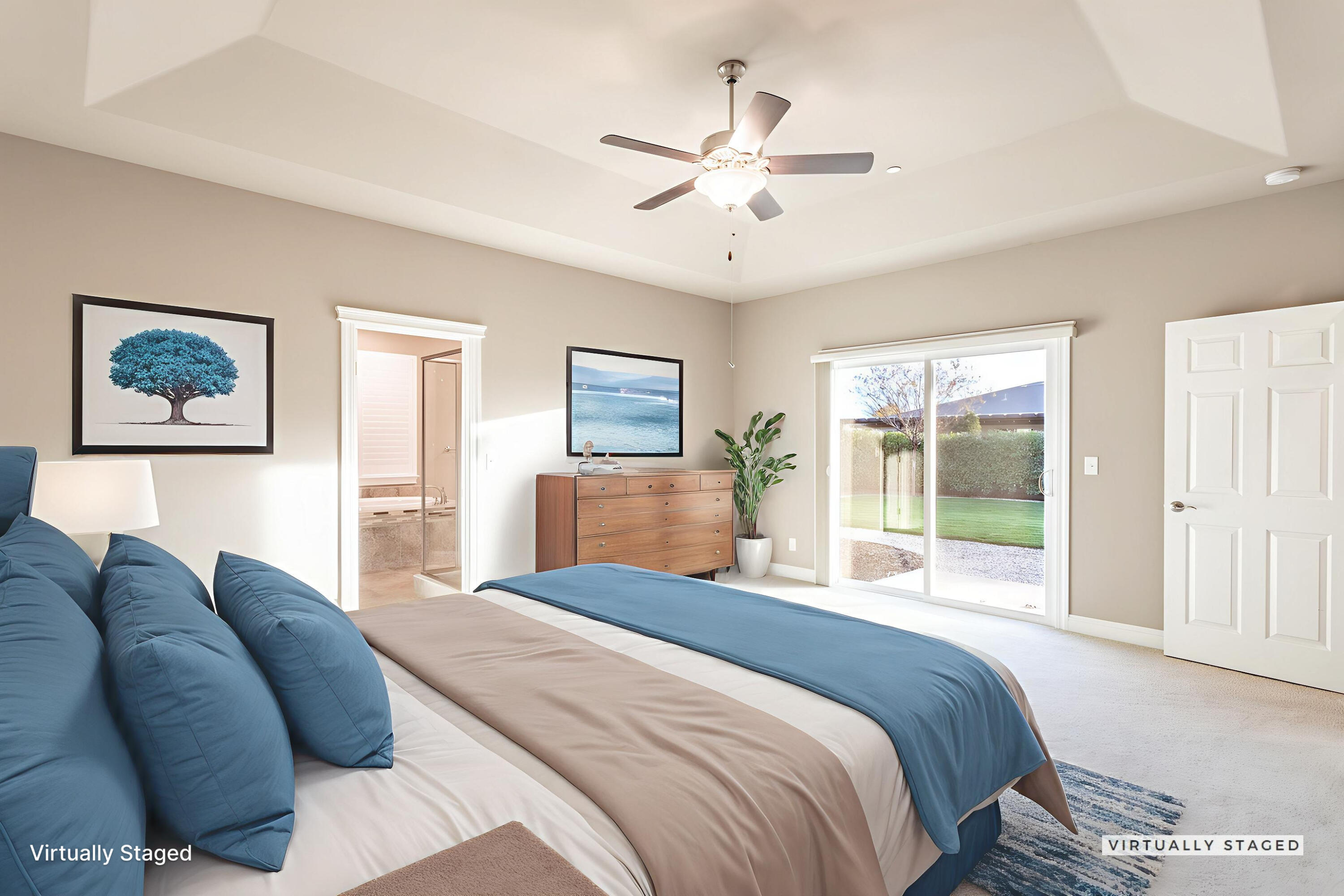 3241 Lemurian Road Redding, CA 96002 - Photo 13 of 34 a bedroom with a large bed and a chandelier