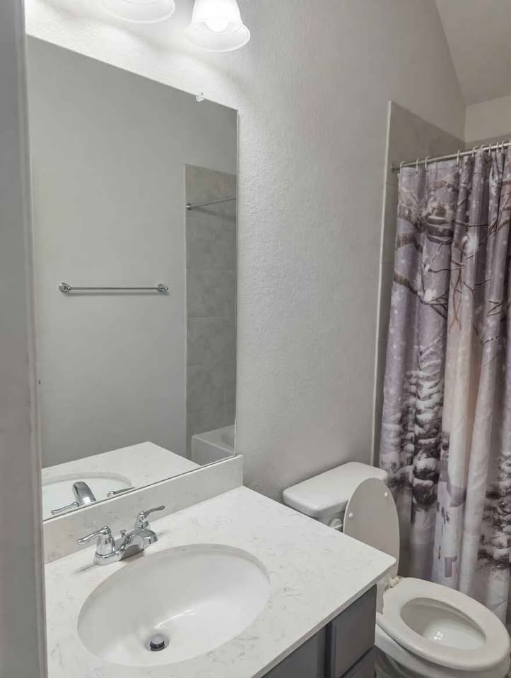 4105 Gildas Path Pflugerville, TX 78660 - Photo 13 of 15 A well-appointed bathroom with a vanity, toilet, and a spacious shower.