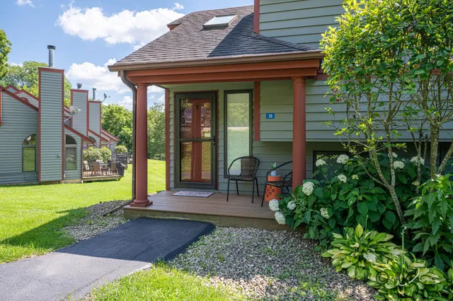 a view of a house with backyard and porch