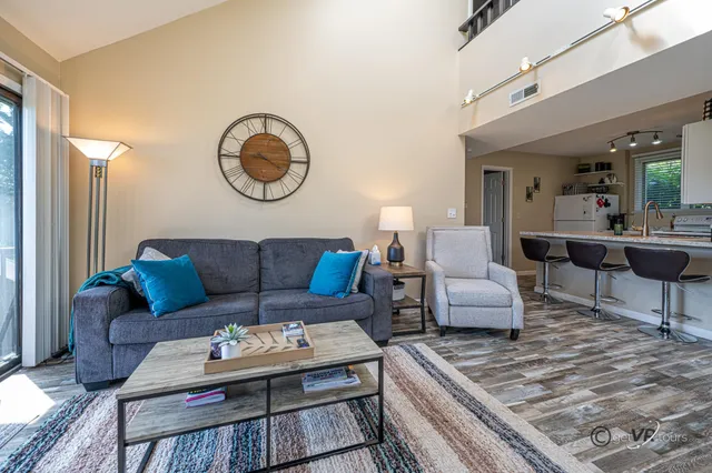 a living room with furniture