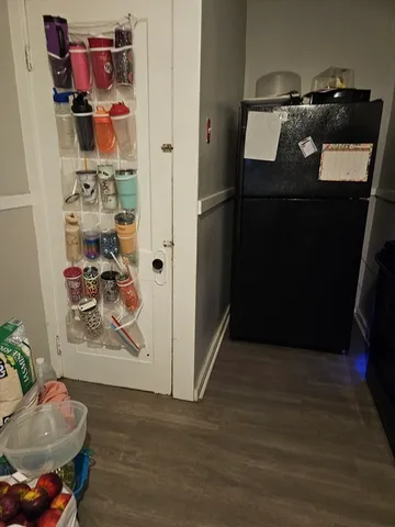 a view of hallway with washer and dryer