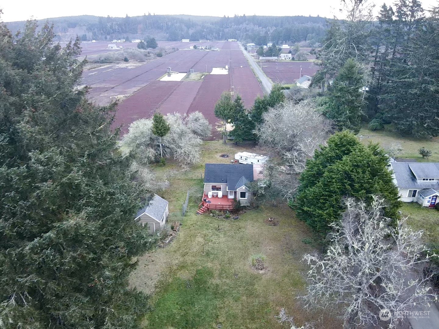 2998 Alexson Road Grayland, WA 98547 - Photo 4 of 27 an aerial view of a house with a yard and lake view