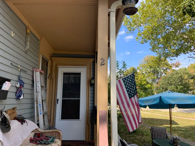 a view of balcony with a potted plant