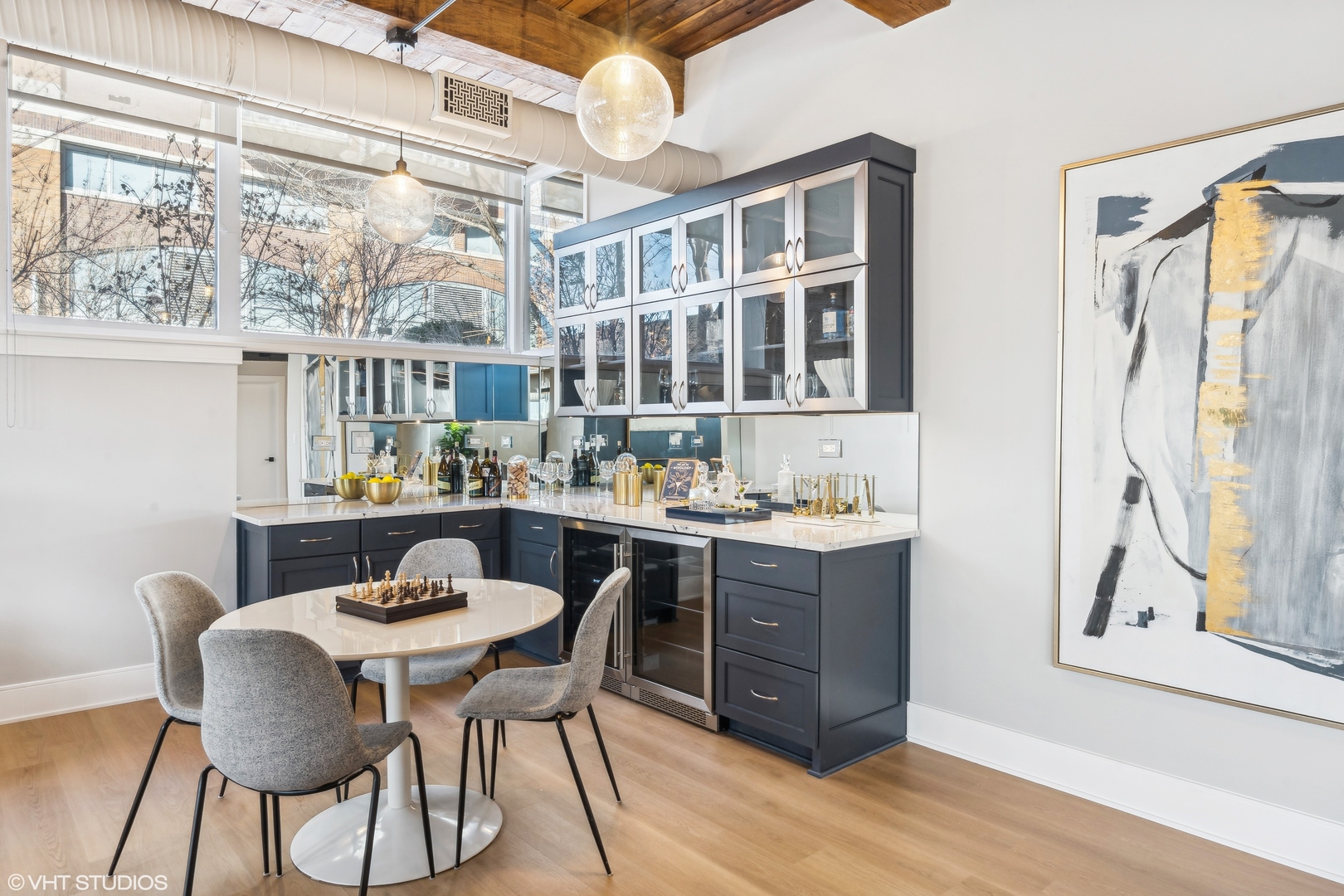 411 South Sangamon Street, Unit B Chicago, IL 60607 - Photo 13 of 24 a view of a dining room with furniture window and wooden floor