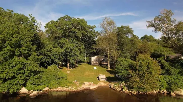 a view of a lake with houses