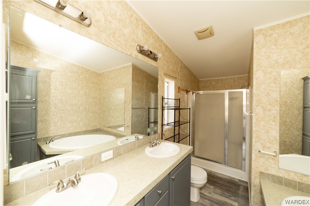 3329 Heber Road Golden Valley, AZ 86413 - Photo 33 of 52 a bathroom with a sink a toilet and shower