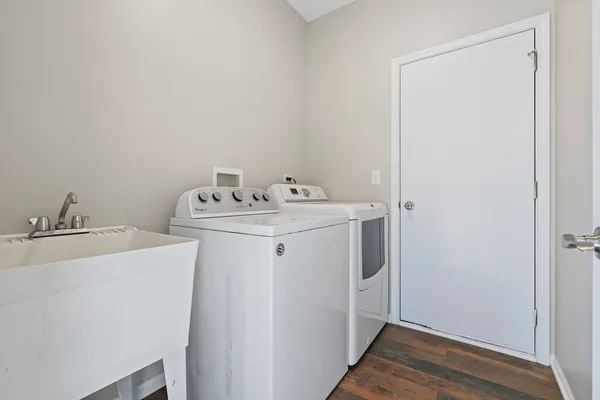 a utility room with dryer and washer