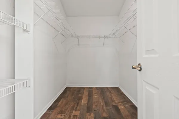 a view of a room with racks on the wall
