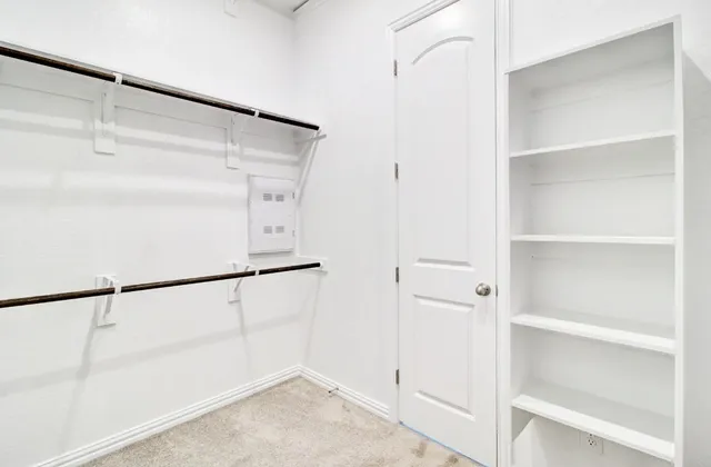 a view of an empty walk in closet