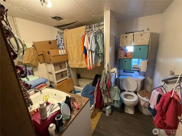 a view of balcony with wooden floor