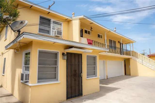 a front view of a building with a entrance